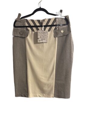Elisa Cavaletti Cream Center with Metallic Gold Side Pencil Skirt